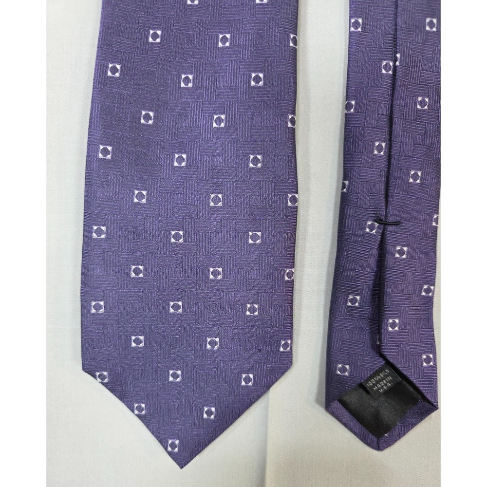 John Varvatos Blue Silk‎ Geometric Dress Tie Made In USA Luxury Necktie